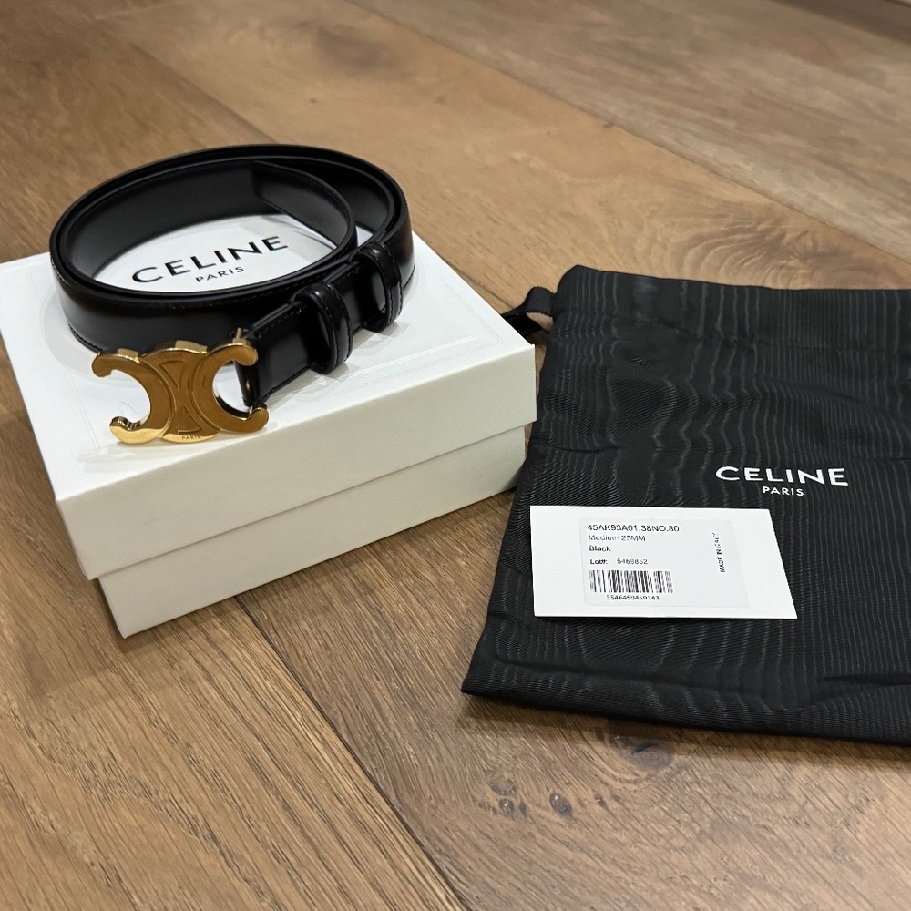 Celine MEDIUM 25MM TRIOMPHE BELT IN TAURILLON LEATHER - Size 80